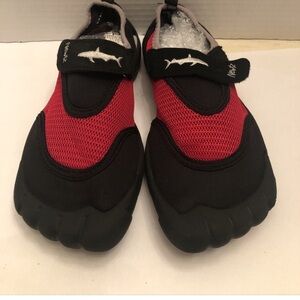 Newtz sz 2/3 Kids Water Shoes - Red and Black, shark design